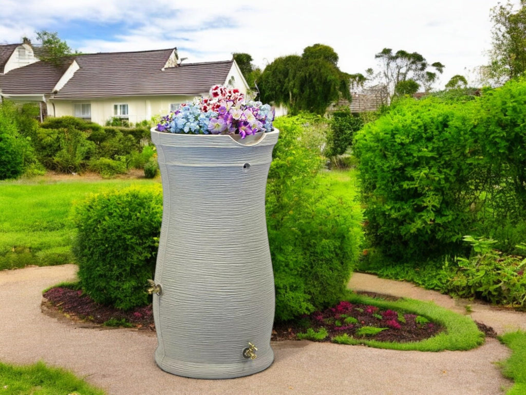 50 Gallon Gray Rain Barrel with Planter R5046
