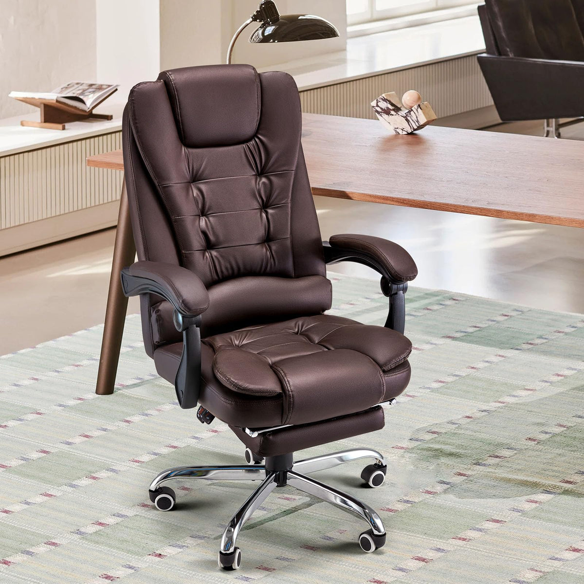 Massage Office Chair with Heat Function & Footrest D5646