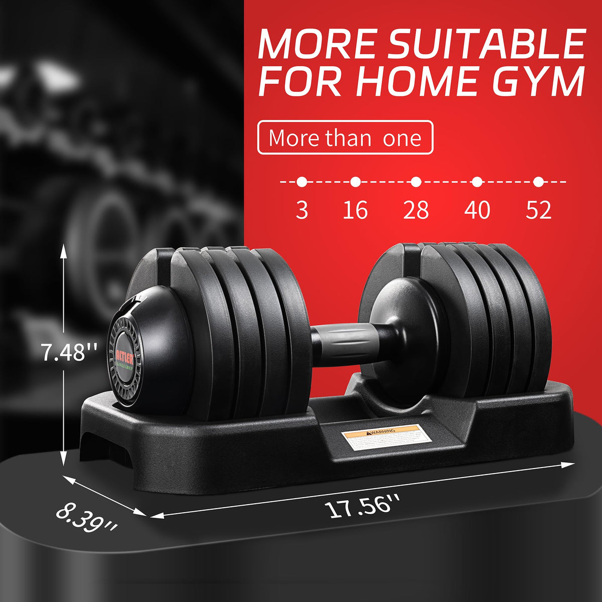 Adjustable Dumbbell Set with Tray U825
