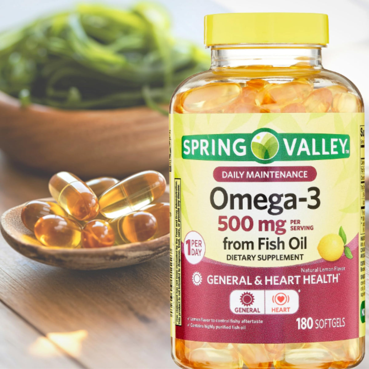 Omega 3 500mg 180 Softgels Fish Oil Dietary Supplements I14713