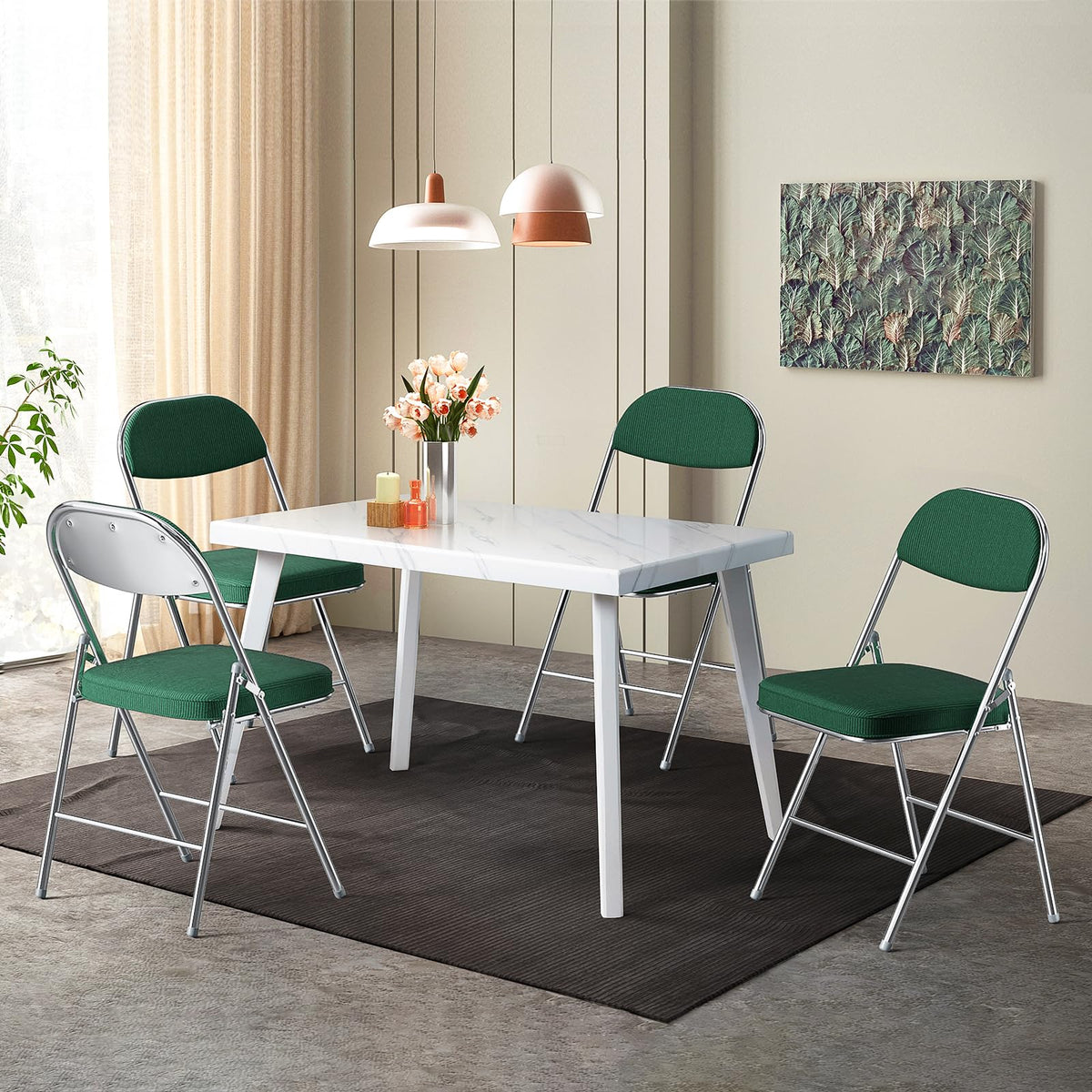2 Pack Olive Green Folding Chairs with Padded Seat X66550