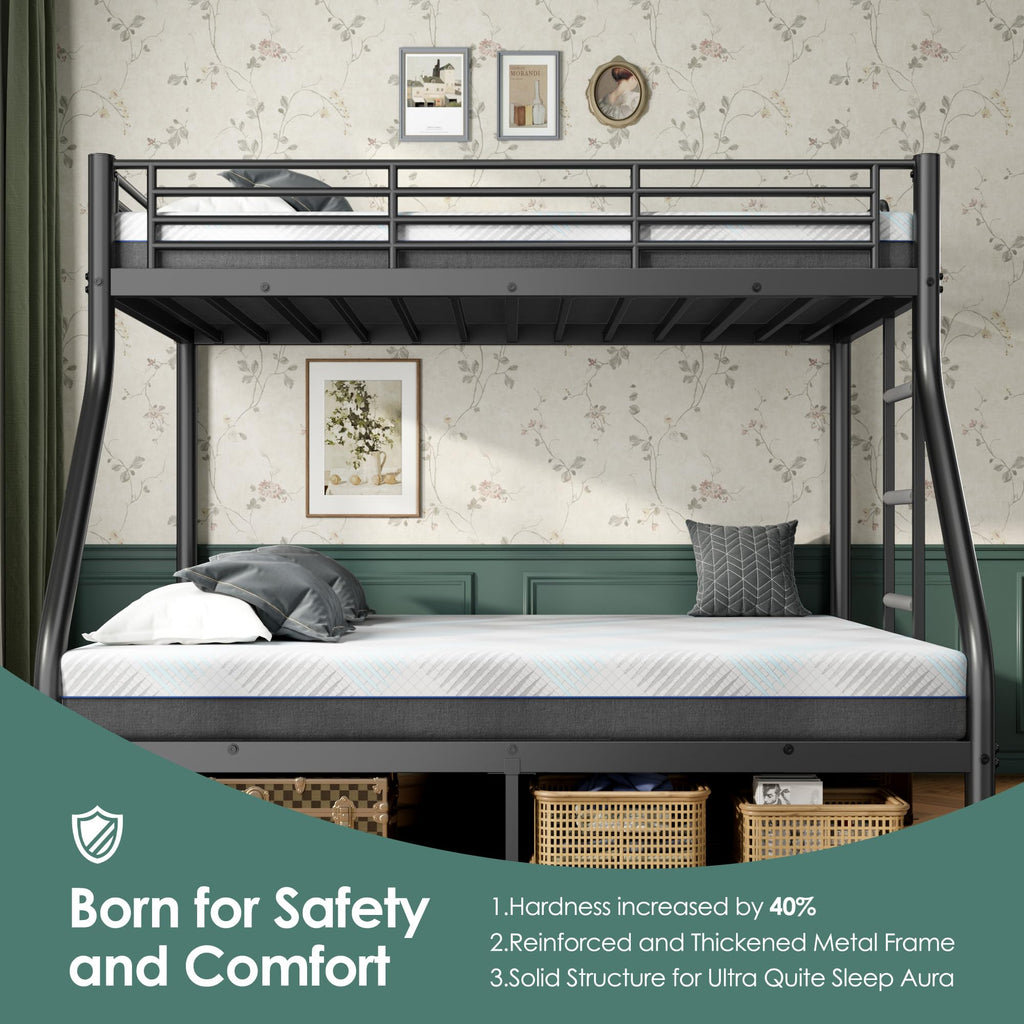 Twin XL Over Full Bunk Bed with Mattresses, Black S81254