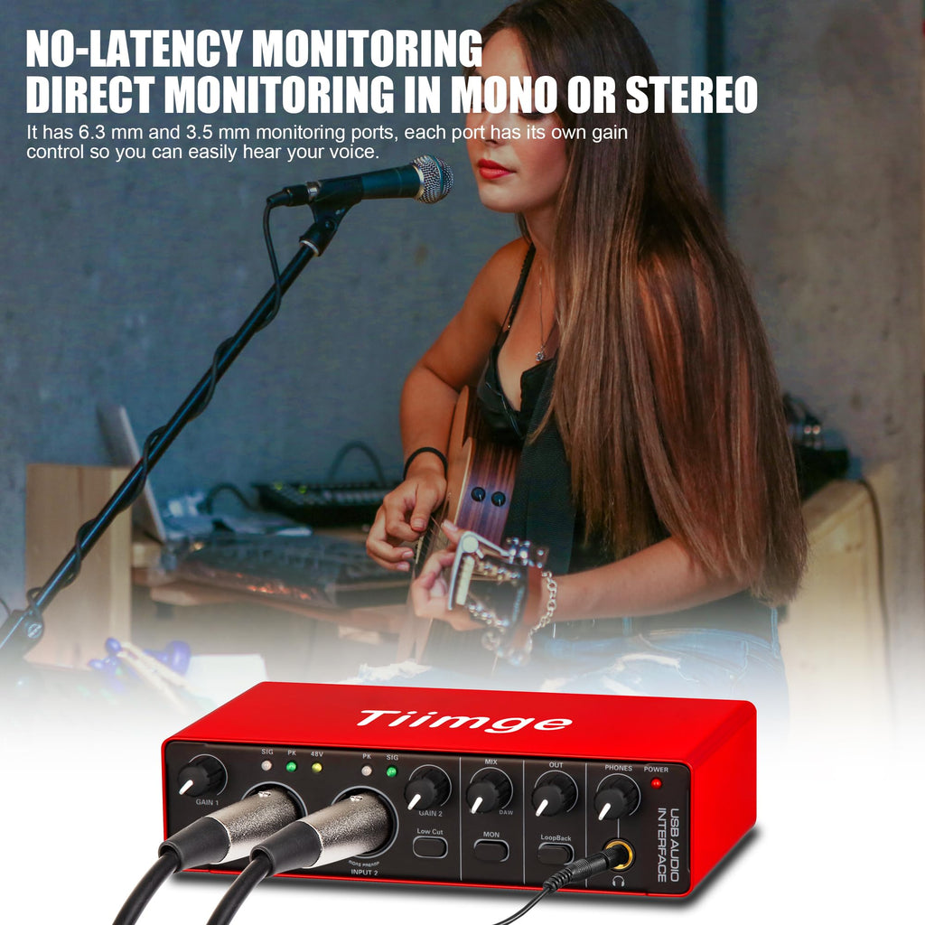 USB Audio Interface with 48V Phantom Power, 24Bit/192kHz, XLR/TRS Inputs F26834