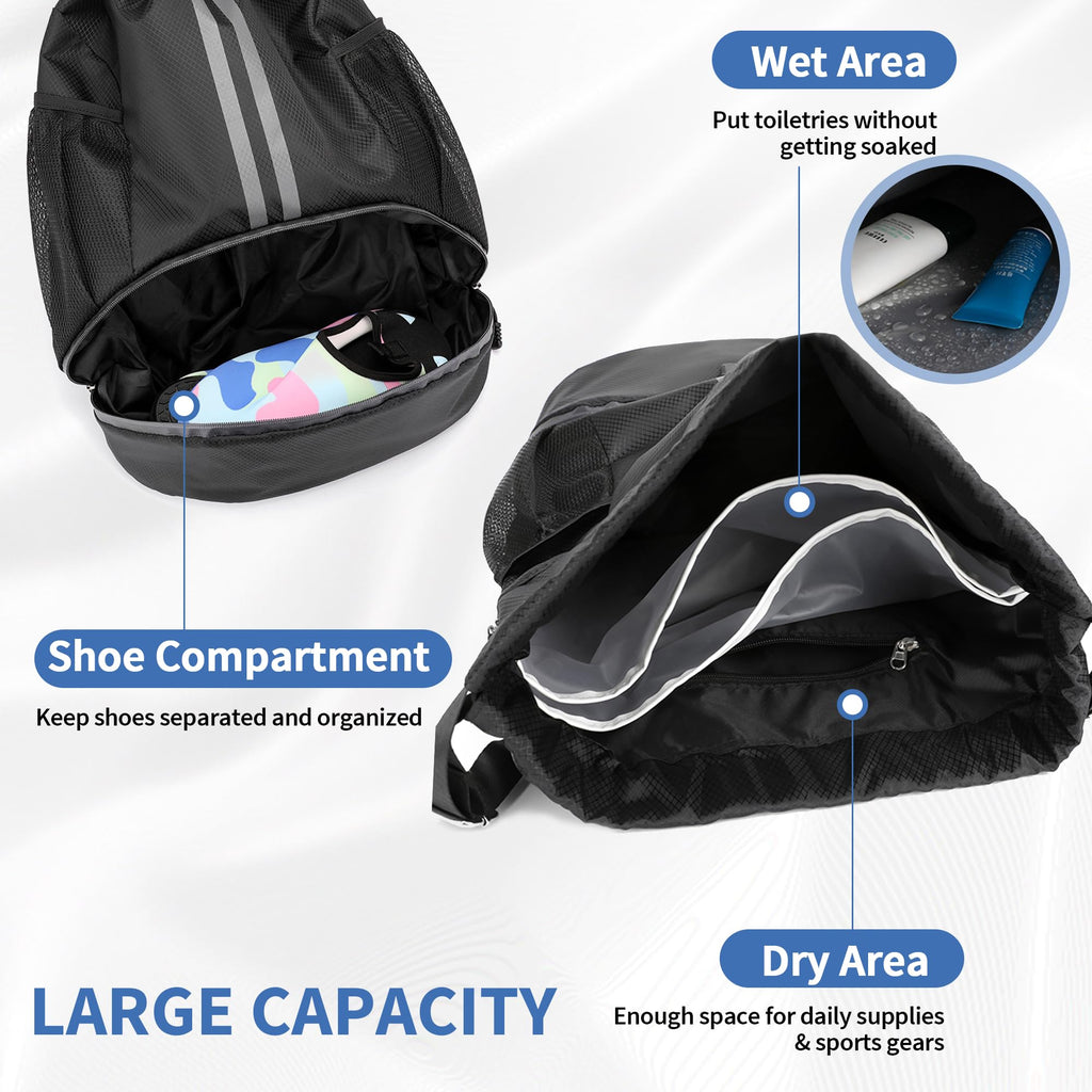 Drawstring Backpack Gym Bag with Shoes Compartment R296212