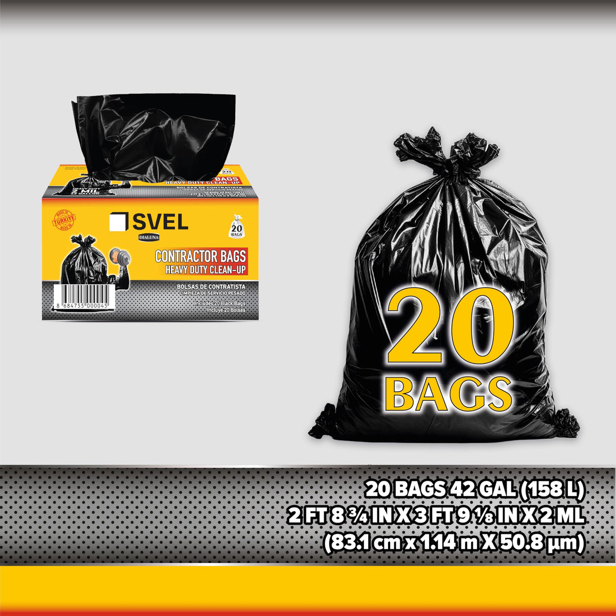 Heavy Duty 42 Gallons 2 Mil Trash Bag Q357