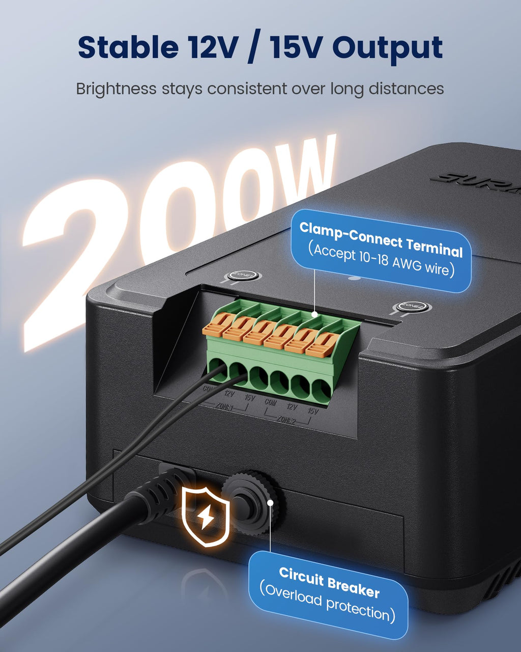 Wi-Fi Low Voltage Landscape Transformer with 2 Zones, 12V 15V AC D335