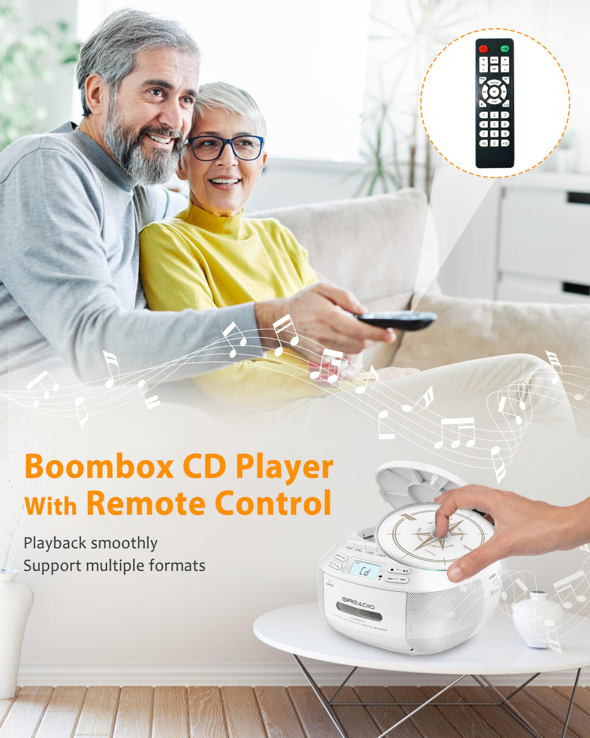 CD Player Boombox Cassette Player Combo with Bluetooth, AM/FM Radio X7041