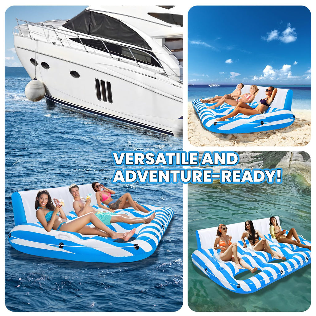 Inflatable Pool Lounger Float with Handles and Cup Phone Holder D4562