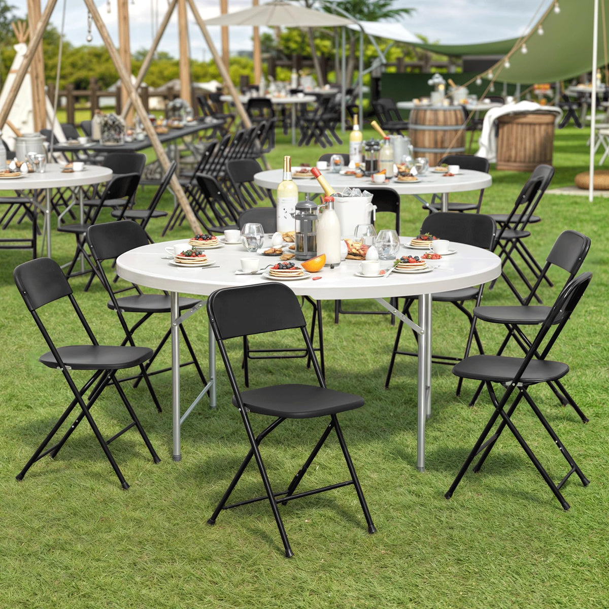 Black Plastic Folding Chairs 10 Pack F7459