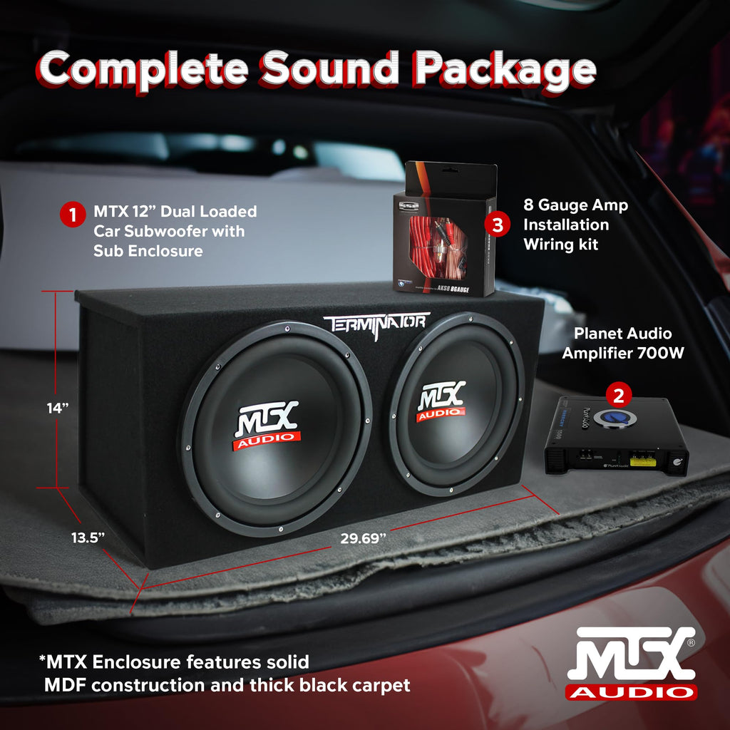 Dual 12" Subwoofers Loaded Enclosure with Amp & Wiring Kit N78298