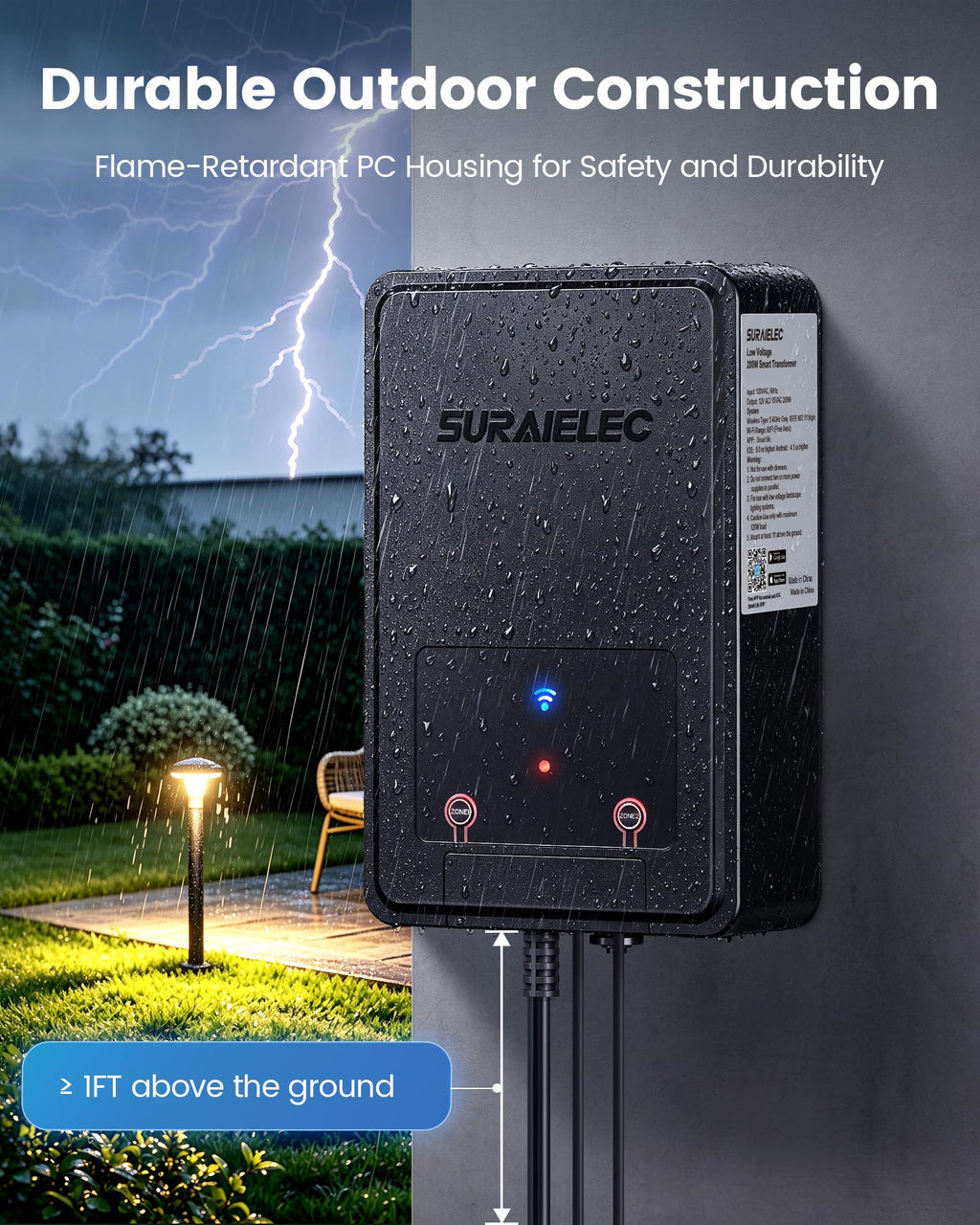 Wi-Fi Low Voltage Landscape Transformer with 2 Zones, 12V 15V AC D335