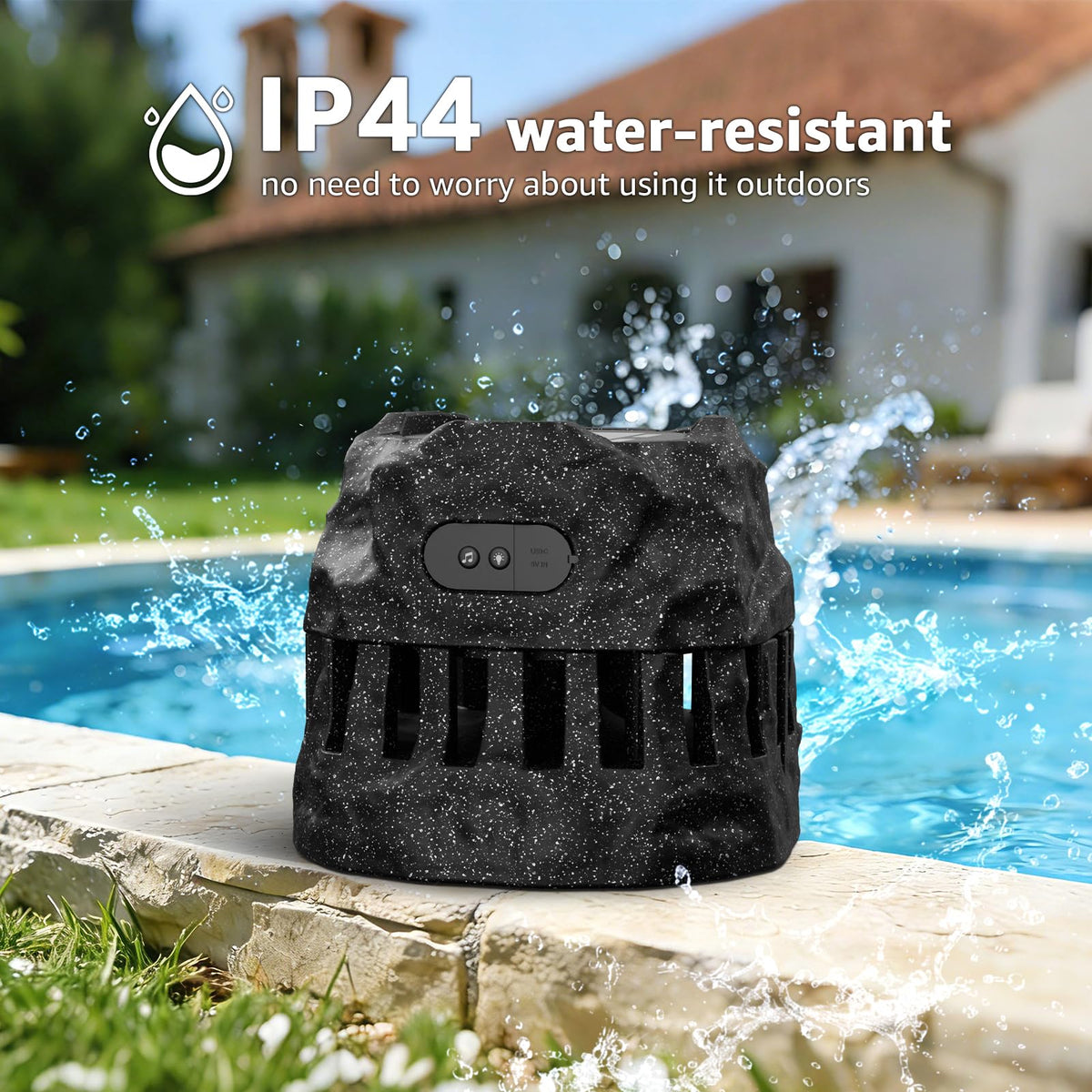 2-Pack Solar Powered Waterproof Rock Speakers T1614