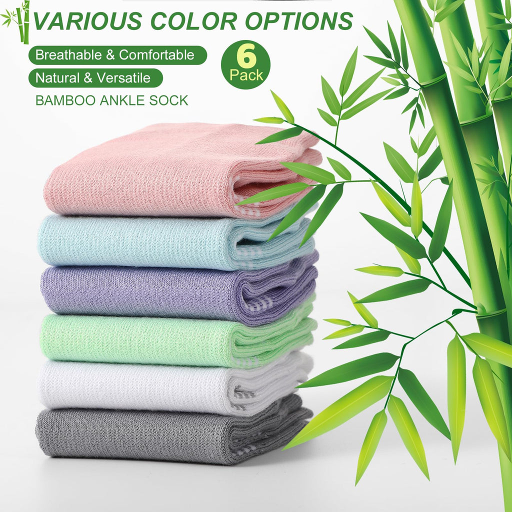 6 Pairs Thin Breathable Bamboo Ankle Socks W872966