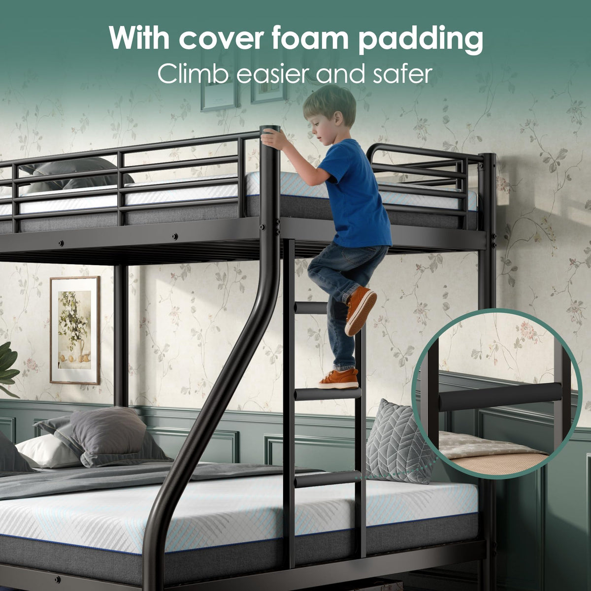 Twin XL Over Full Bunk Bed with Mattresses, Black S81254