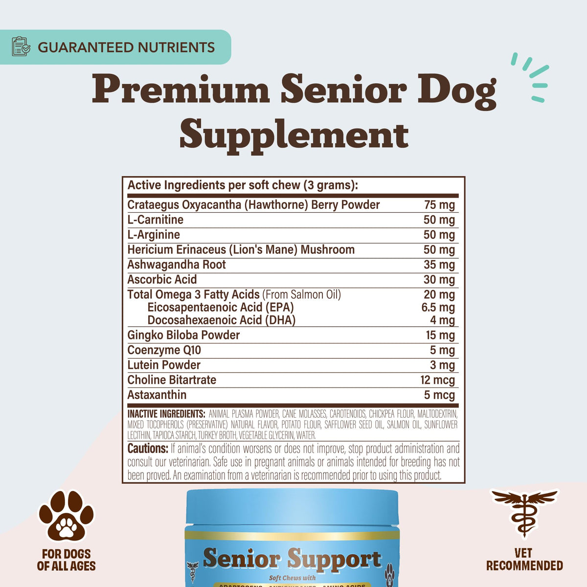 Senior Dog Supplements Vitamins Chew 90 cnt V326861