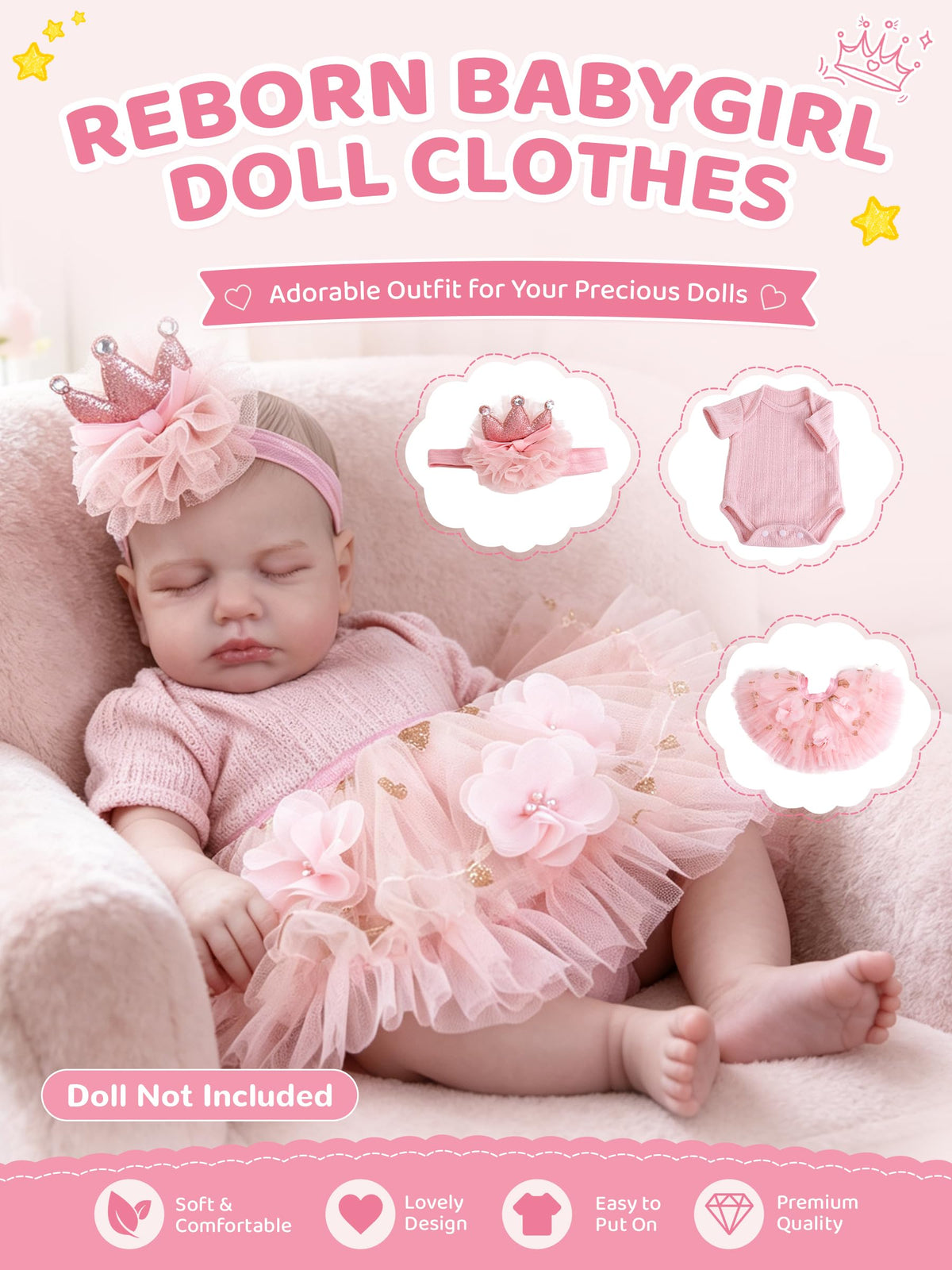 Pink Baby Doll Clothes 17-20 Inches V57297