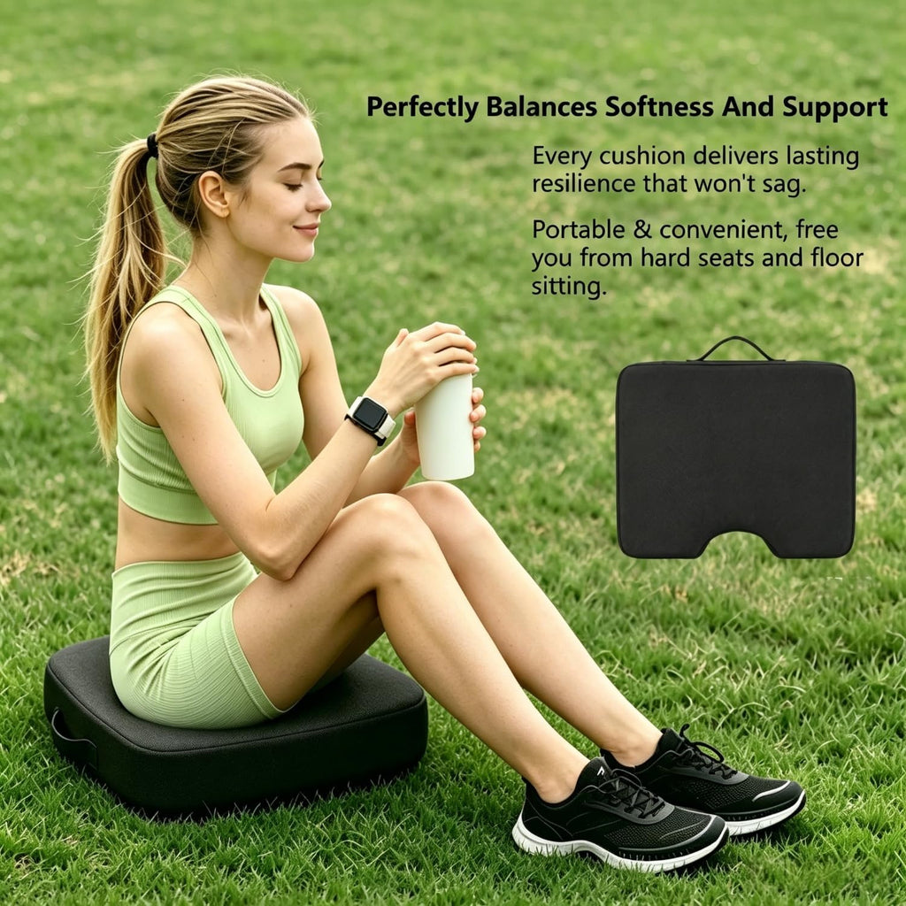 2 Pack Extra Thick Portable Bleacher Seat Cushions with Handle U847