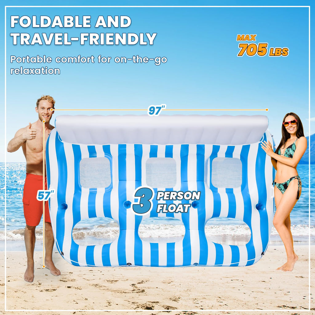 Inflatable Pool Lounger Float with Handles and Cup Phone Holder D4562