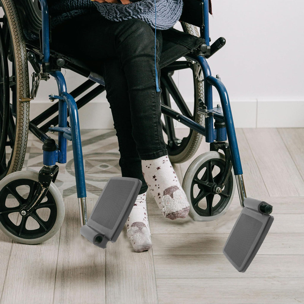 2pcs Black Non-Slip Wheelchair Footrest Replacement Pads D560