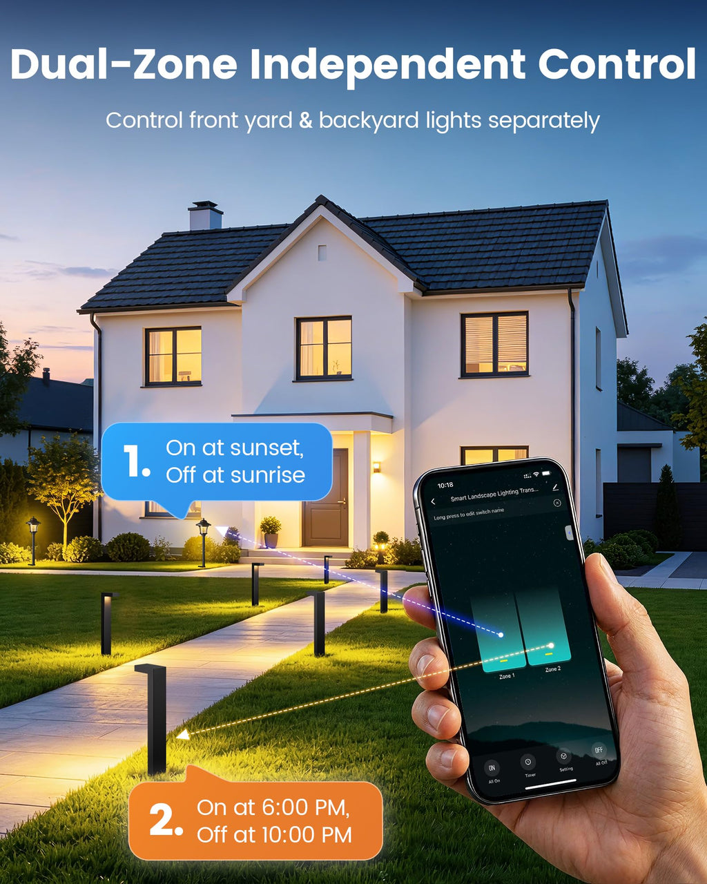 Wi-Fi Low Voltage Landscape Transformer with 2 Zones, 12V 15V AC D335