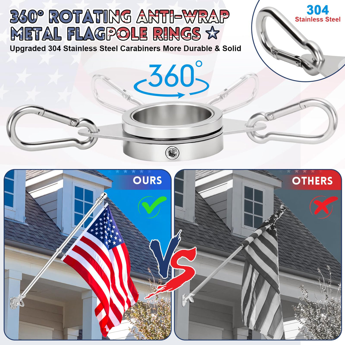6 FT Stainless Steel Spinning Flag Pole B20586