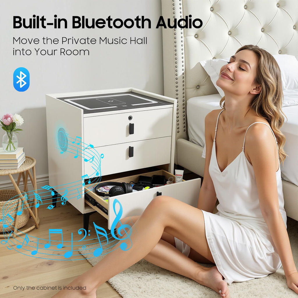 Bedside Table with Wireless Charging and Bluetooth Speaker H58726