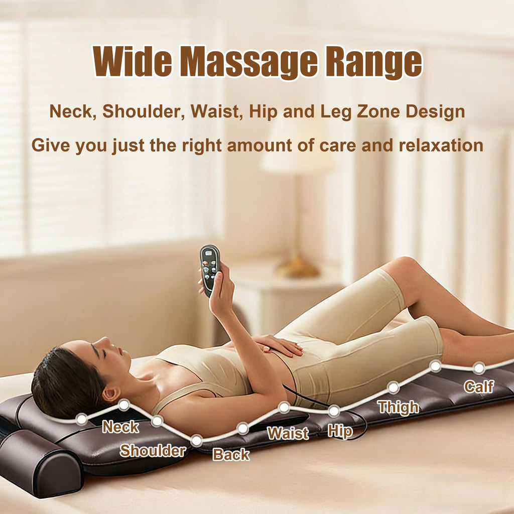 Brown Full Body Heating Massage Mat with Detachable Neck and Leg Massagers Y22230