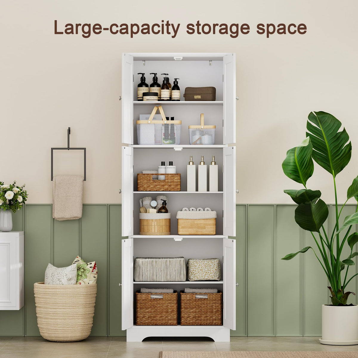 63.2" Tall Bathroom Storage Cabinet with 6 Doors P814262