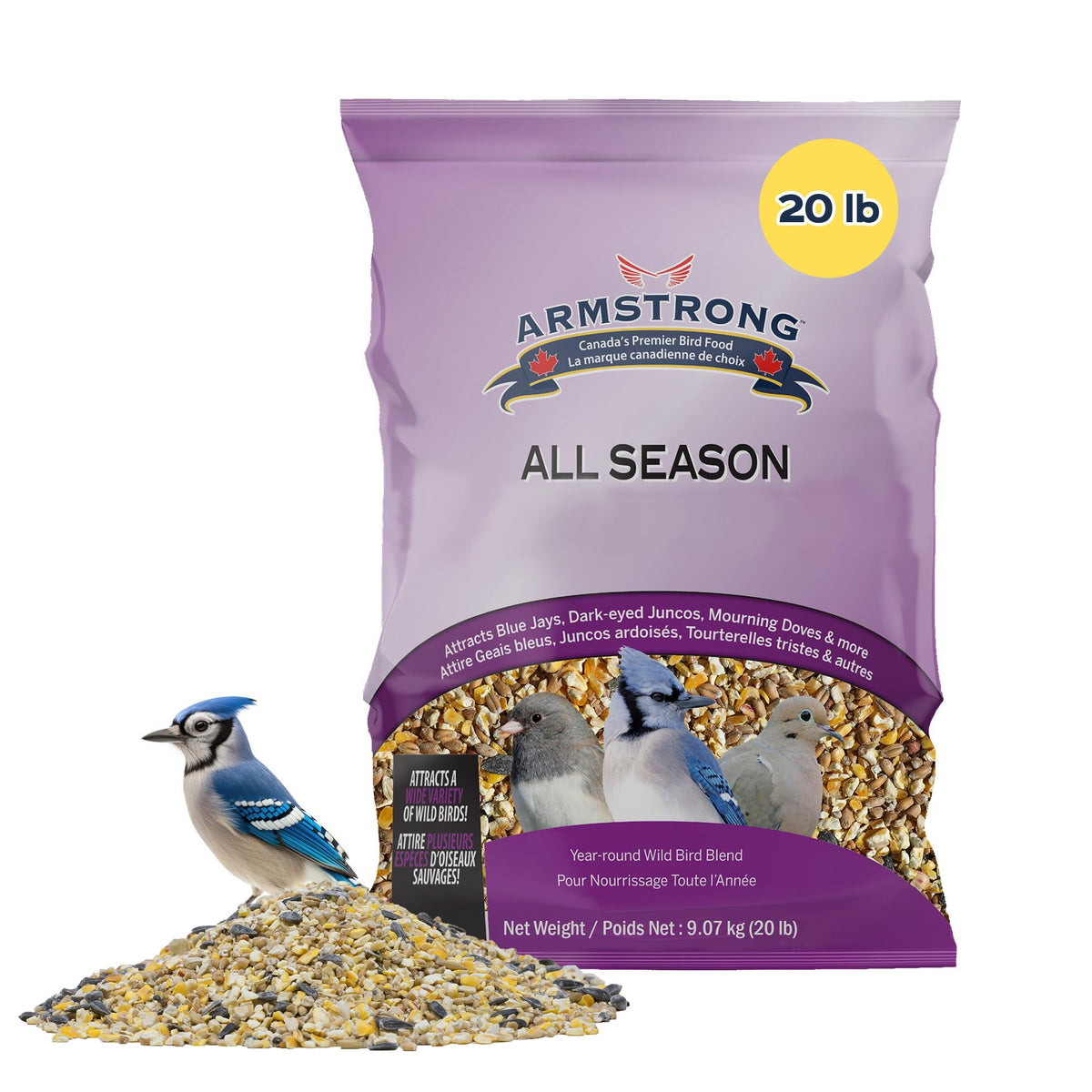 20 Pounds Bird Seed Blend with Cut Corn, Wheat, White & Red Millet, Black Oil Sunflower Seeds Y928