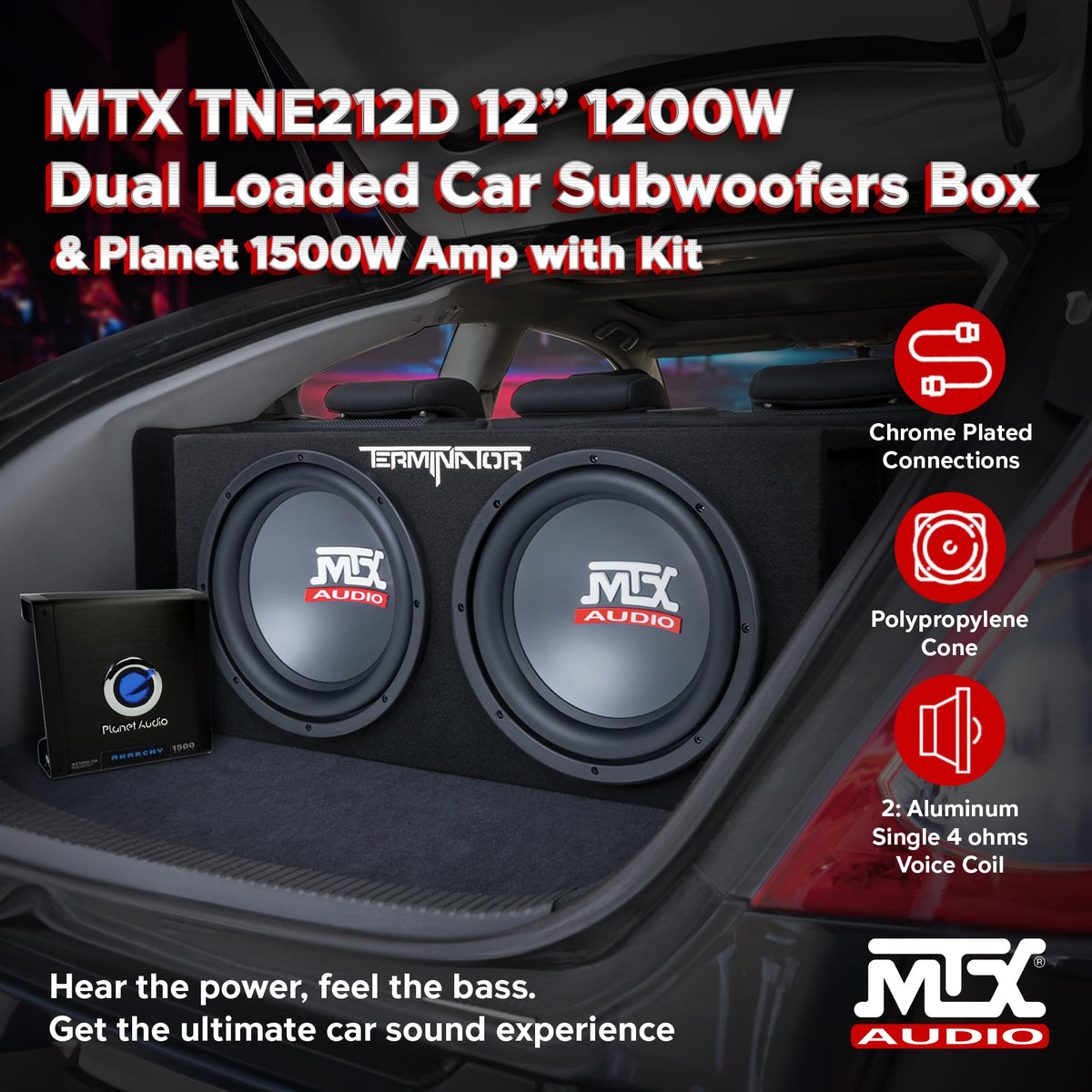 Dual 12" Subwoofers Loaded Enclosure with Amp & Wiring Kit N78298
