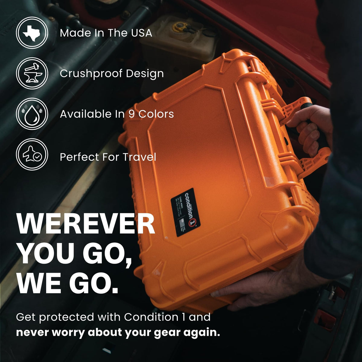 18" Medium Waterproof Hard Case With Foam, Orange B3515