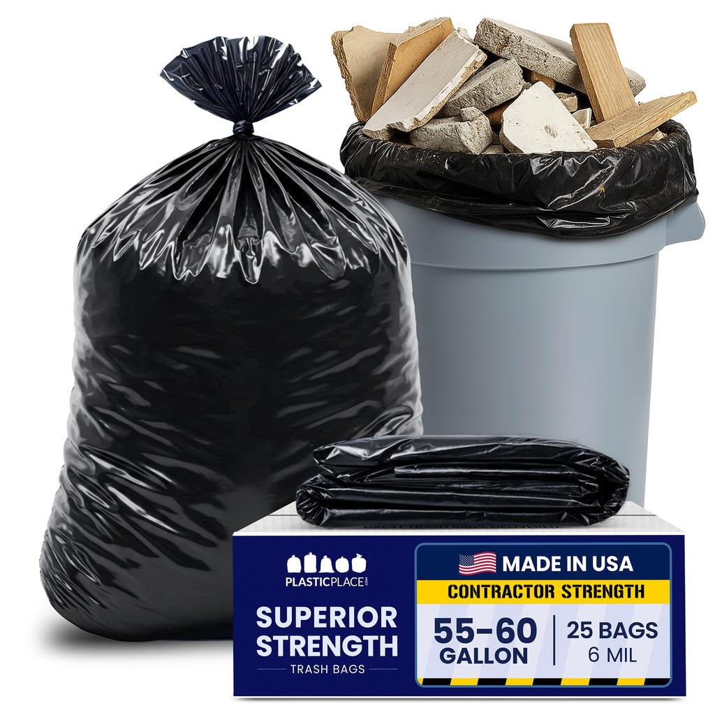 55-60 Gallon Black Heavy Duty Trash Bags 25 Count B865