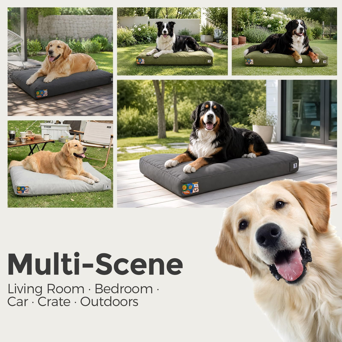 42 Inch Chew Proof Waterproof Washable Dog Bed Dark Grey Q336152
