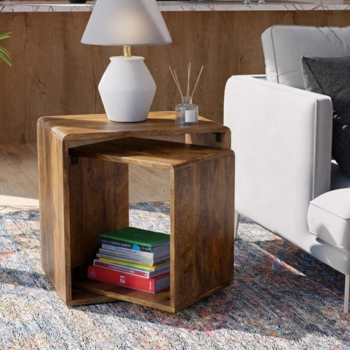 Sheesham Wood Nesting Tables Set of 2 E2155