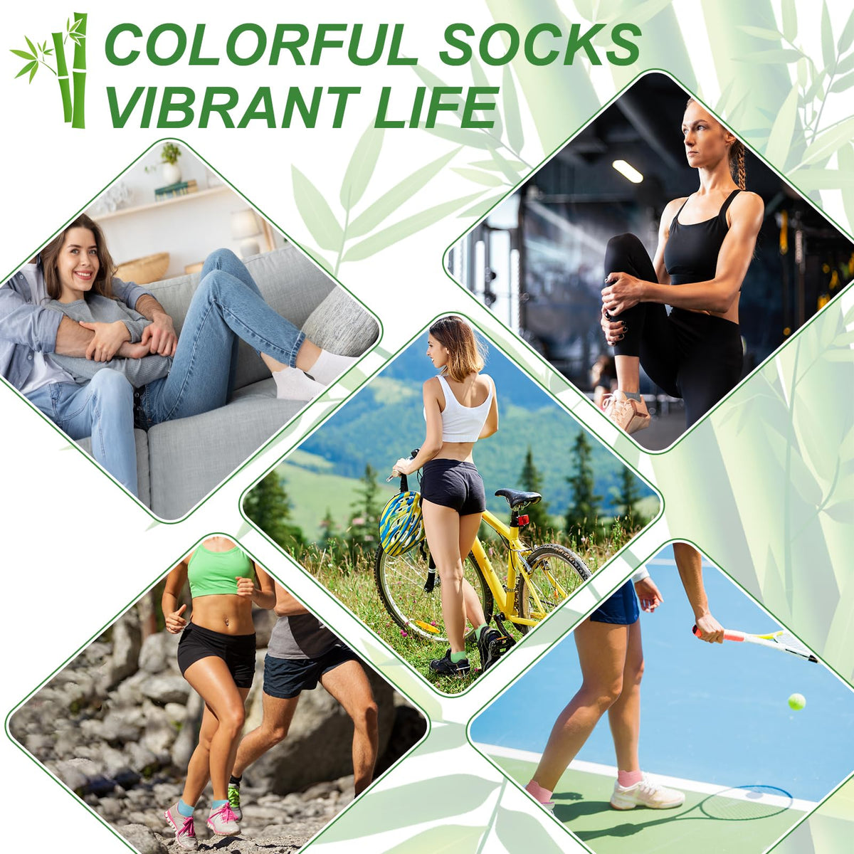 6 Pairs Thin Breathable Bamboo Ankle Socks W872966