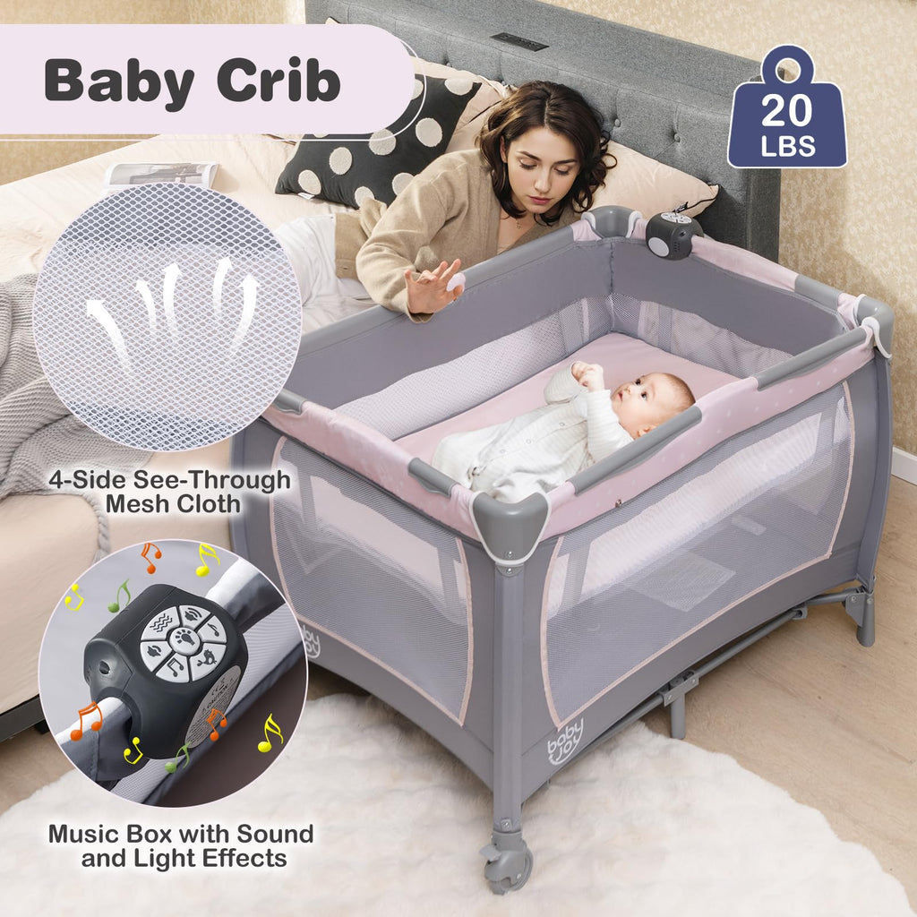 5 in 1 Pack and Play with Bassinet and Diaper Changing Table V78361