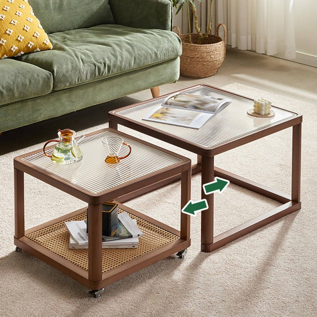 Square Glass Coffee Table Set of 2 T163215