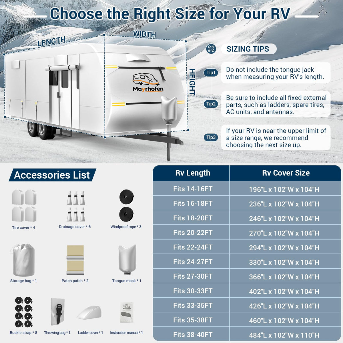 14-16ft 6 Layers 600D Oxford Waterproof RV Cover J659