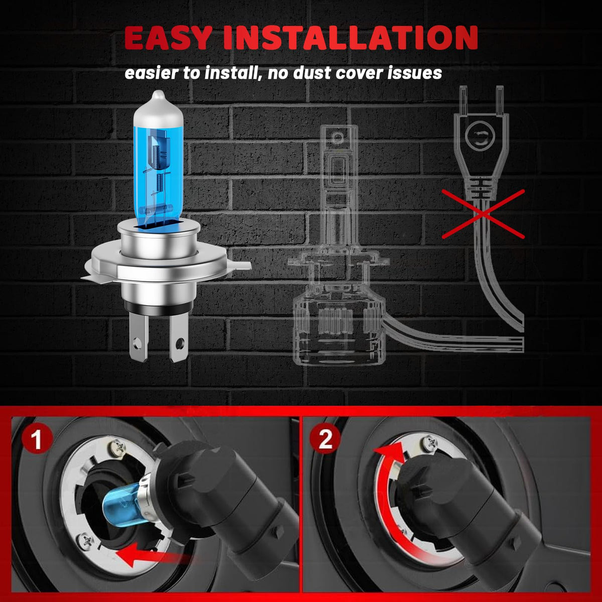 Halogen Headlight Bulbs 9003/H4 High Low Beam 6000K Pack of 2 X257