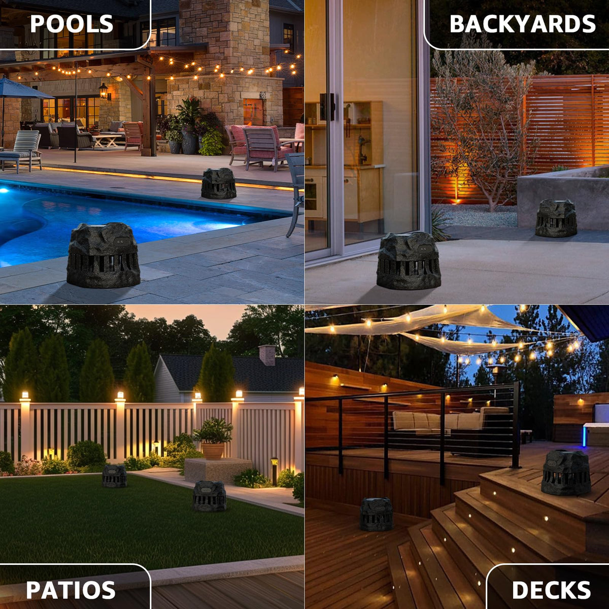 2-Pack Solar Powered Waterproof Rock Speakers T1614