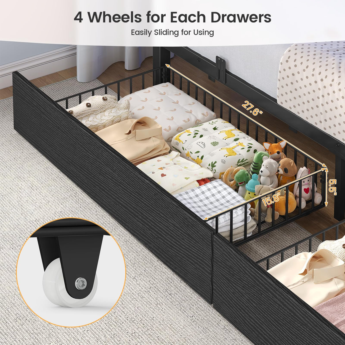 Twin Over Twin Bunk Bed with Stairs and Storage Drawers M151863