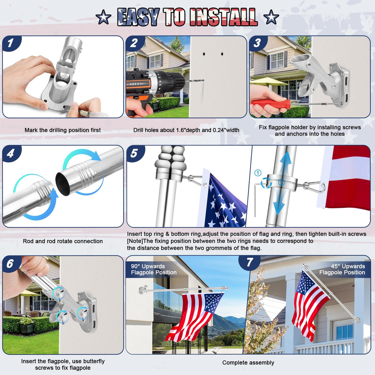 6 FT Stainless Steel Spinning Flag Pole B20586
