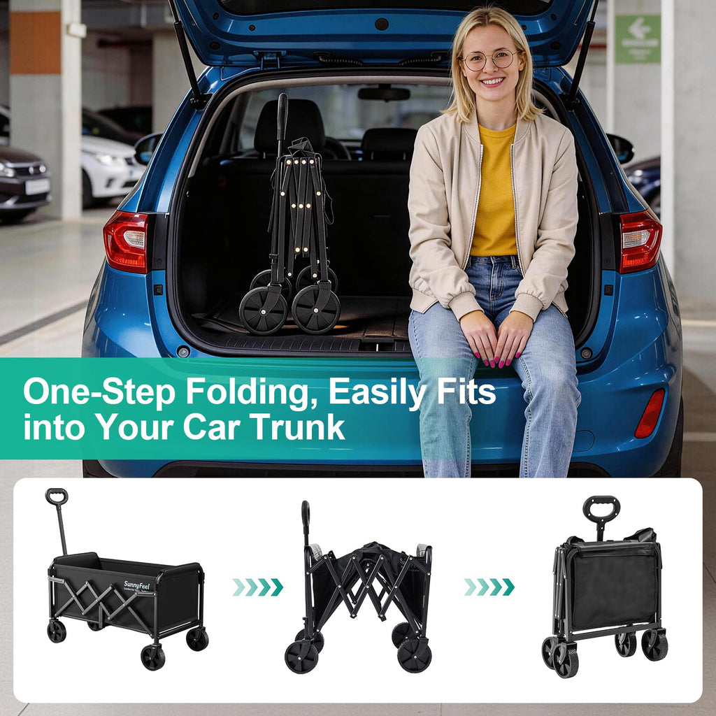 Lightweight Folding Wagon Cart, Black S21805