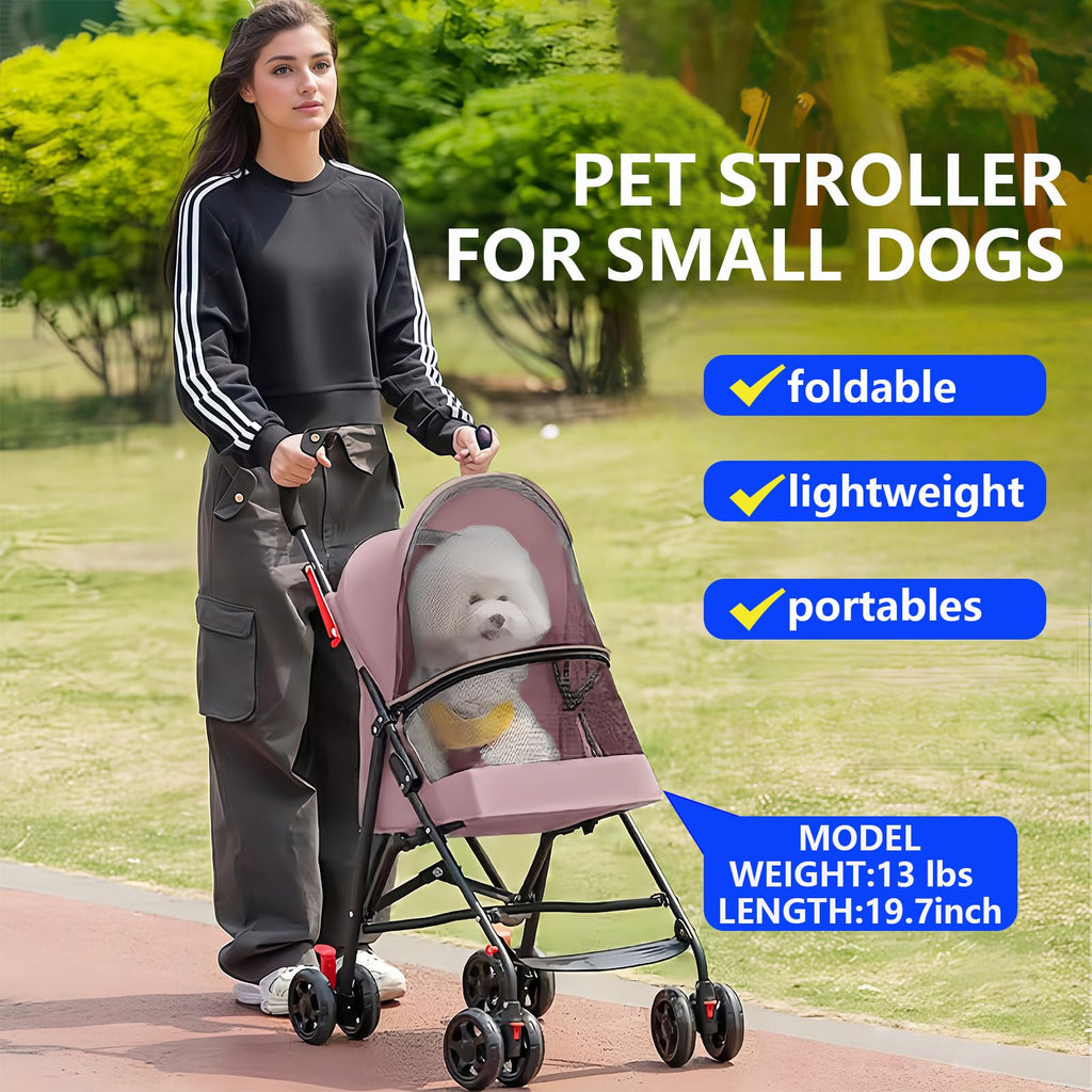 Foldable Lightweight Cat Stroller Pink H348
