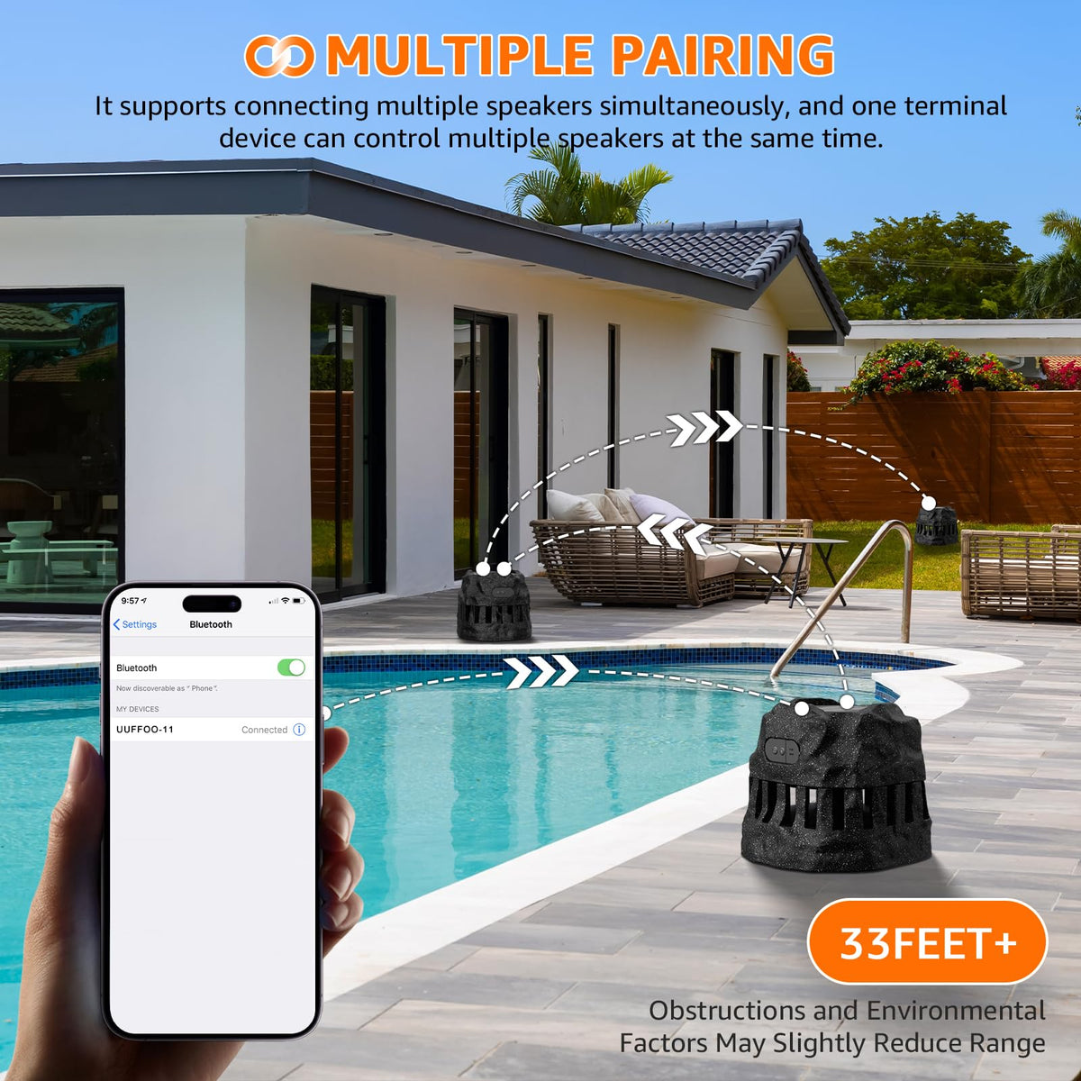 2-Pack Solar Powered Waterproof Rock Speakers T1614