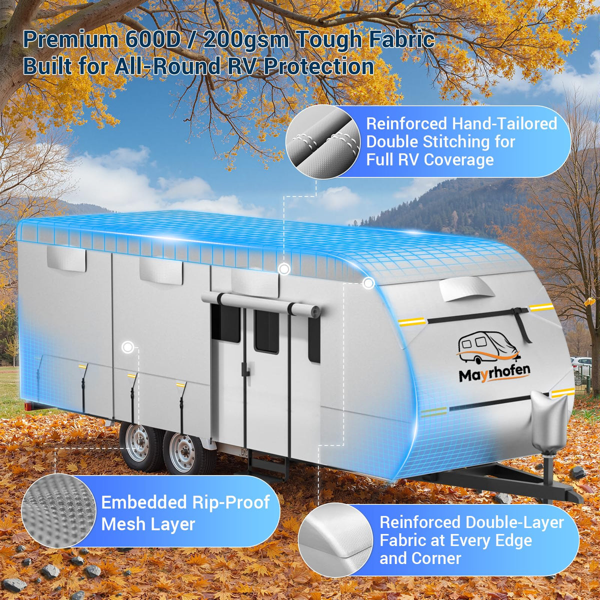14-16ft 6 Layers 600D Oxford Waterproof RV Cover J659