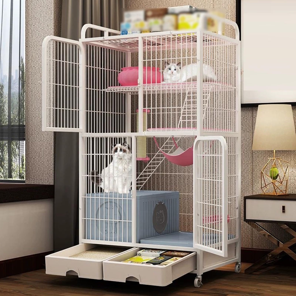 White 4 Tier Cat Cage with Litter Box O804