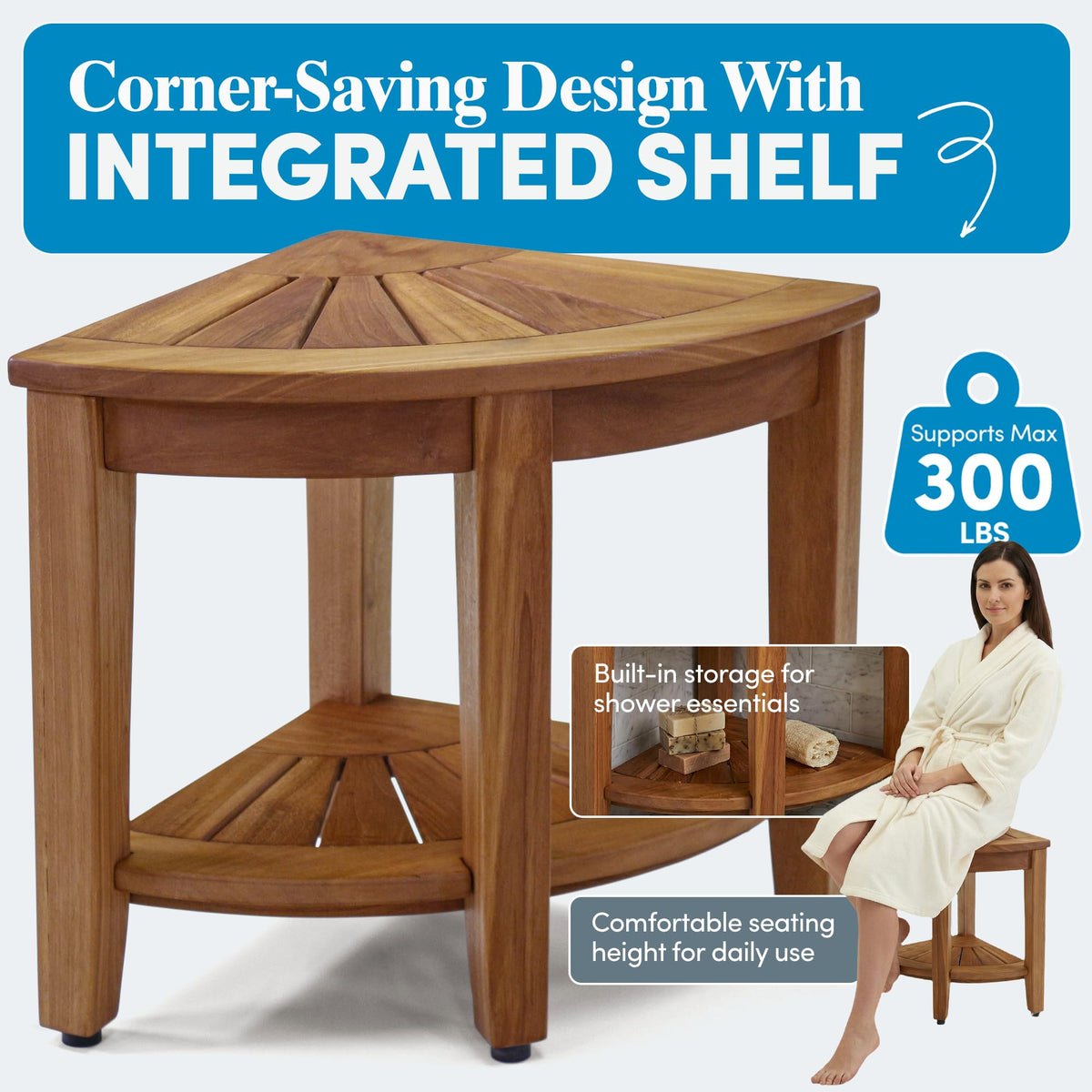 Teak Shower Bench U7396