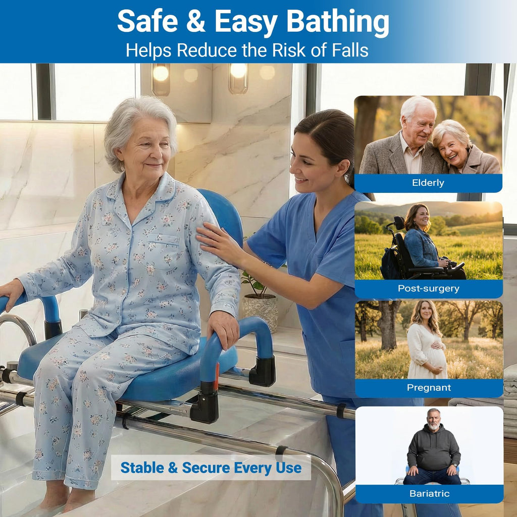 Sliding Shower Chair Tub Transfer Bench with 360° Swivel Seat G298