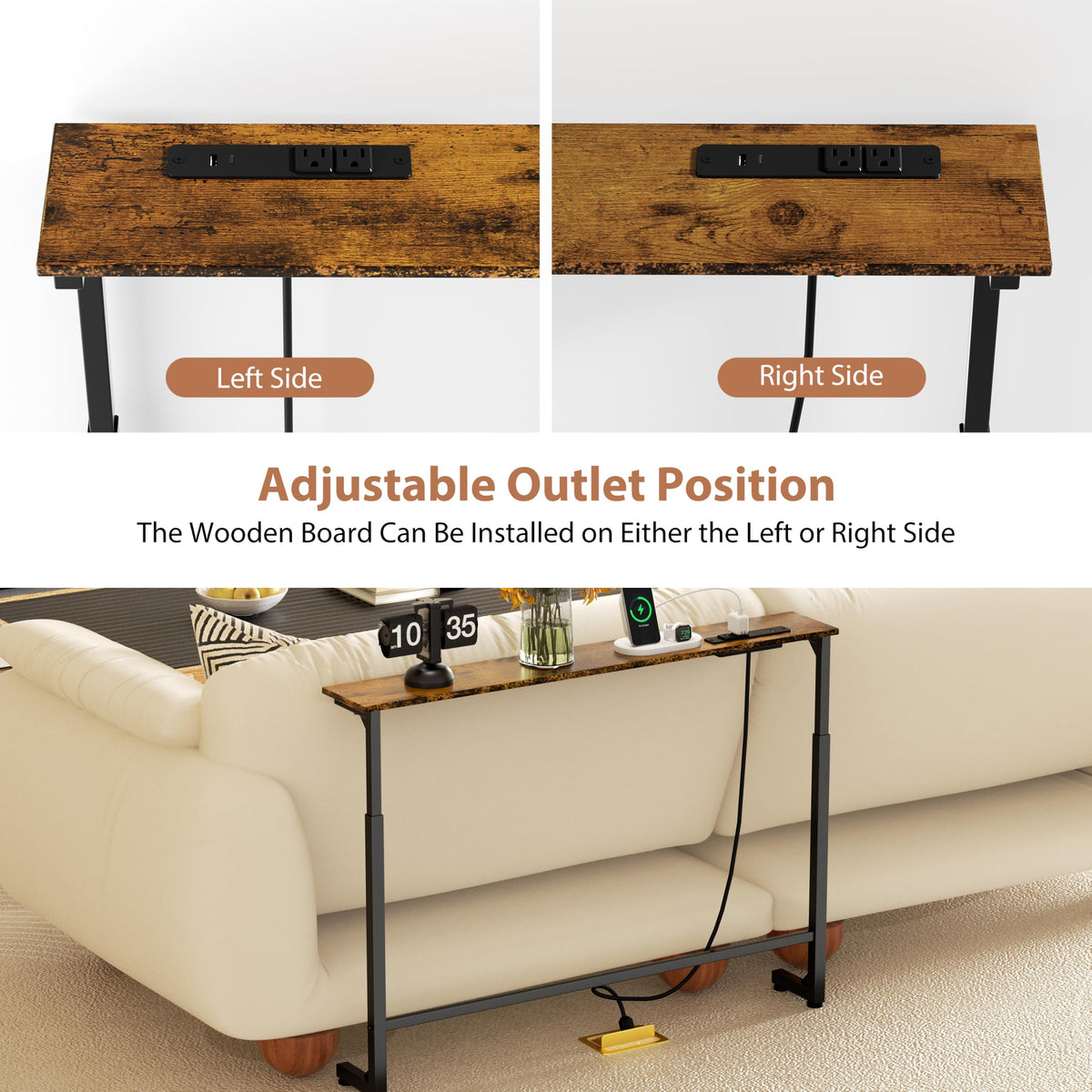 2 Pack Narrow Console Table with Power Outlets C405004